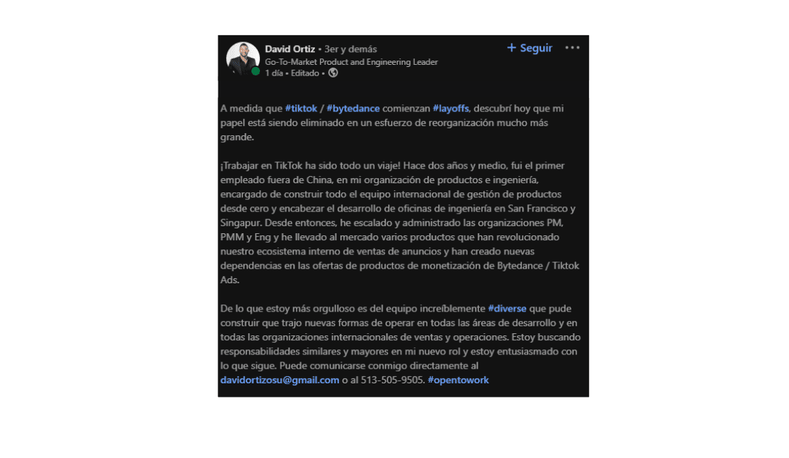 Despidos en TikTok Despidos en TikTok